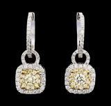 1.17 ctw Diamond Earrings - 14KT White And Yellow Gold