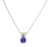 1.03 ctw Diamond And Blue Sapphire Pendant With Chain - Platinum