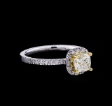 1.28 ctw Fancy Light Yellow Diamond Ring - 14KT Two-Tone Gold