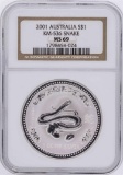 2001 $1 Australia Snake Silver Coin NGC MS69