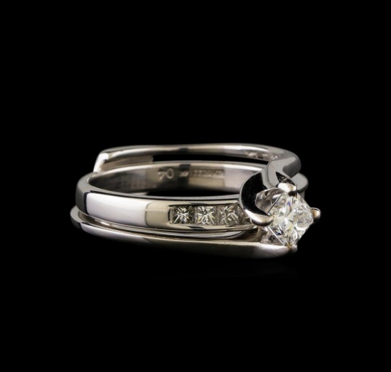 0.60 ctw Diamond Wedding Ring Set - 14KT White Gold