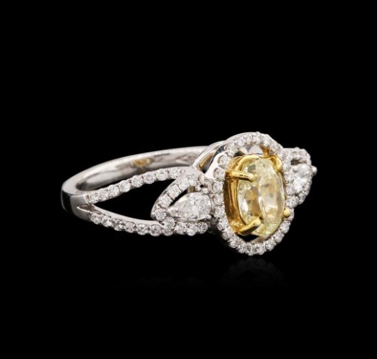 18KT Two-Tone Gold 1.22 ctw Fancy Yellow Diamond Ring