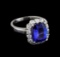 3.78 ctw Tanzanite and Diamond Ring - 14KT White Gold