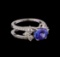 1.98 ctw Tanzanite and Diamond Ring - 14KT White Gold