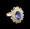 3.56 ctw Tanzanite and Diamond Ring - 14KT Yellow Gold