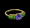 14KT Yellow Gold 1.37 ctw Tanzanite and Garnet Ring