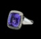 8.90 ctw Tanzanite and Diamond Ring - 14KT White Gold