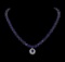 50.00 ctw Blue Sapphire and Diamond Necklace - 14KT White Gold