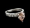 Platinum 1.42 ctw Morganite and Diamond Ring