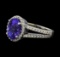 3.63 ctw Tanzanite and Diamond Ring - 14KT White Gold