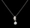 0.12 ctw Pearl and Diamond Pendant - 14KT White Gold
