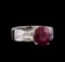 Ruby and Diamond Ring - 18KT White Gold