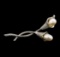0.90 ctw Diamond and Freshwater Pearl Pin - 18KT White Gold