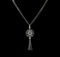 0.73 ctw Diamond and Ruby Pendant With Chain - 14KT White Gold
