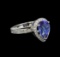 2.90 ctw Tanzanite and Diamond Ring - 14KT White Gold