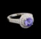 18KT White Gold 1.37 ctw Tanzanite and Diamond Ring