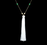 Jade and Pearl Necklace - Gold Plated