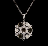 2.10 ctw Tourmaline and Diamond Pendant With Chain - 14KT White Gold