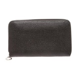 Bvlgari Black Leather Zippy Long Wallet