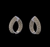1.03 ctw Diamond Hoop Earrings - 14KT White Gold