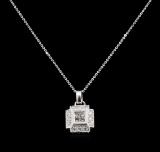 0.55 ctw Diamond Pendant With Chain - 18KT White Gold