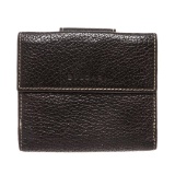 Bvlgari Black Leather Snap Closure Compact Wallet