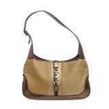 Gucci Metallic Gold Canvas Leather Jackie Shoulder Bag