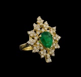 14KT Yellow Gold 1.82 ctw Emerald and Diamond Ring