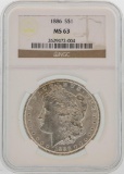 1886 $1 Morgan Silver Dollar Coin NGC MS63