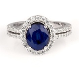 2.75 ctw Blue Sapphire and Diamond Ring - 14KT White Gold