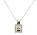 0.5 ctw Diamond Pendant With Chain - 14KT White Gold