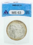 1885-CC $1 Morgan Silver Dollar Coin ANACS MS63