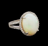 8.25 ctw Opal and Diamond Ring - 14KT White Gold