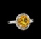 14KT White Gold 2.35 ctw Citrine and Diamond Ring