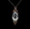 14KT White Gold 23.00 ctw Beryl, Sapphire and Ruby Pendant With Chain