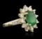 14KT Yellow Gold 2.79 ctw Emerald and Diamond Ring