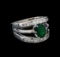 1.25 ctw Emerald and Diamond Ring - 14KT White Gold