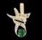 2.07 ctw Emerald And Diamond Pendant - 14KT Yellow Gold