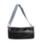 Prada Black Gray Light Blue Leather Wide Strap Shoulder Bag