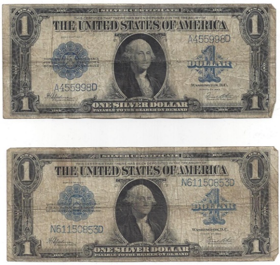 1923 $1 Large Silver Certificate Speelman / White Notes Lot of 2