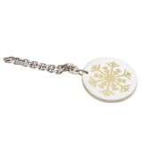 Hermes White Leather Snowflake Keychain