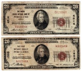Lot (2) 1929 $20 Portland OR National Currency Notes