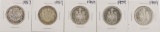 Lot of (2) 1957 & (3) 1959 $1 Canada Half Dollar Silver Coins