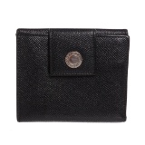 Bvlgari Black Leather Compact Bifold Wallet
