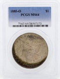 1885-O $1 Morgan Silver Dollar Coin PCGS MS64 Great Toning