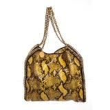 Stella McCartney Yellow Faux Snakeskin Print Falabella Shoulder Handbag