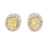 1 ctw Diamond Earrings - 14KT Yellow And White Gold