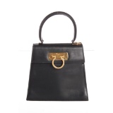 Salvatore Ferragamo Vintage Black Leather Satchel Bag
