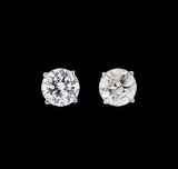1.02 ctw Diamond Earrings - 14KT White Gold