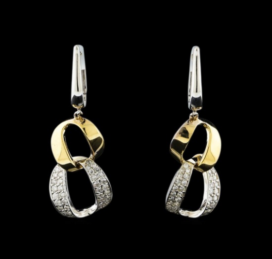 0.57 ctw Diamond Earrings - 14KT White and Yellow